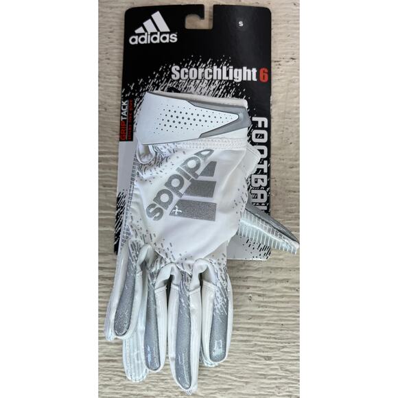 Adidas ScorchLight 6 Football Gloves White/Silver Men’s Small GripTack - Picture 1 of 2